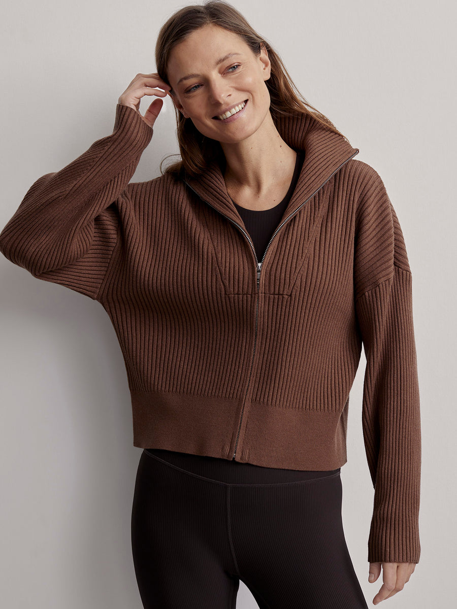 Carmen ZipThrough Rib Knit Sweater Varley US