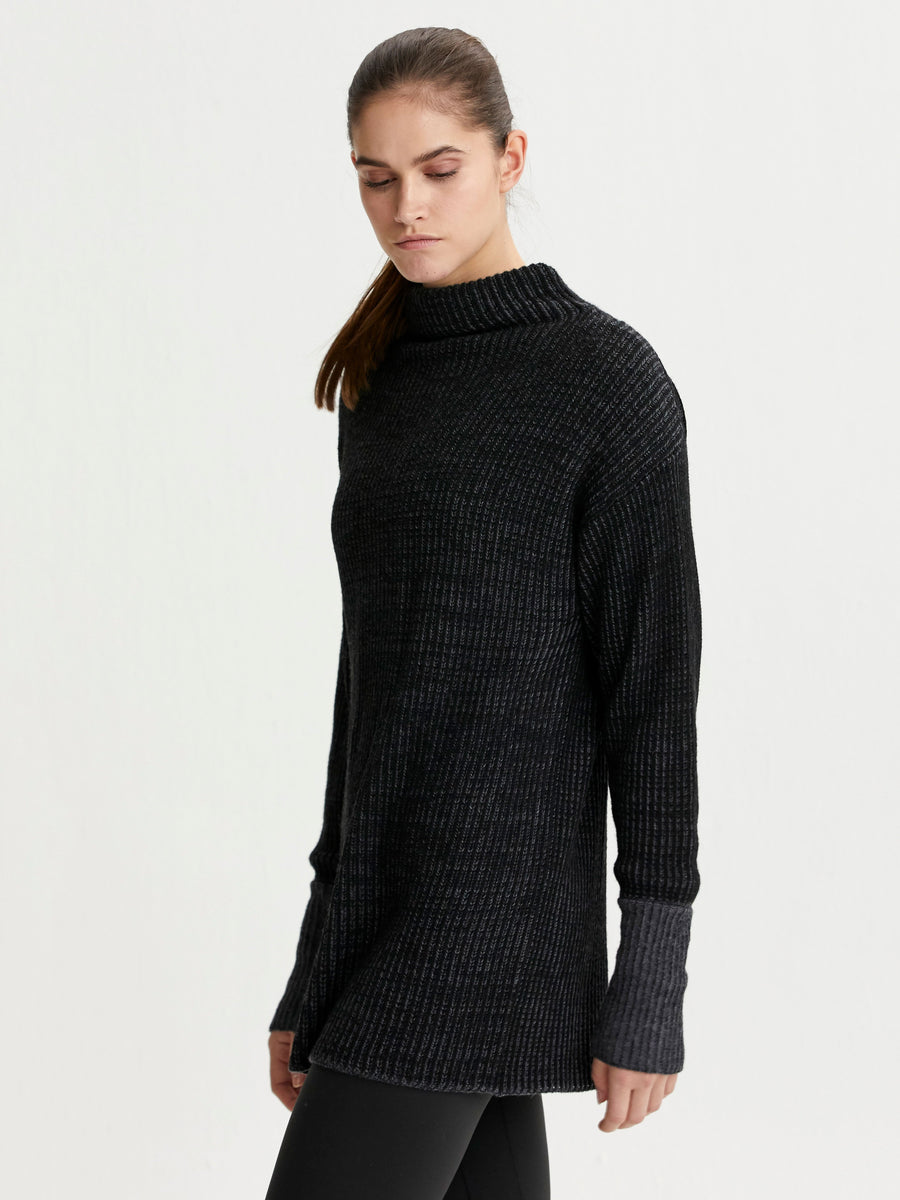 Collins in Black | Oversized Chunky Knit Sweater with Mock Neck ...